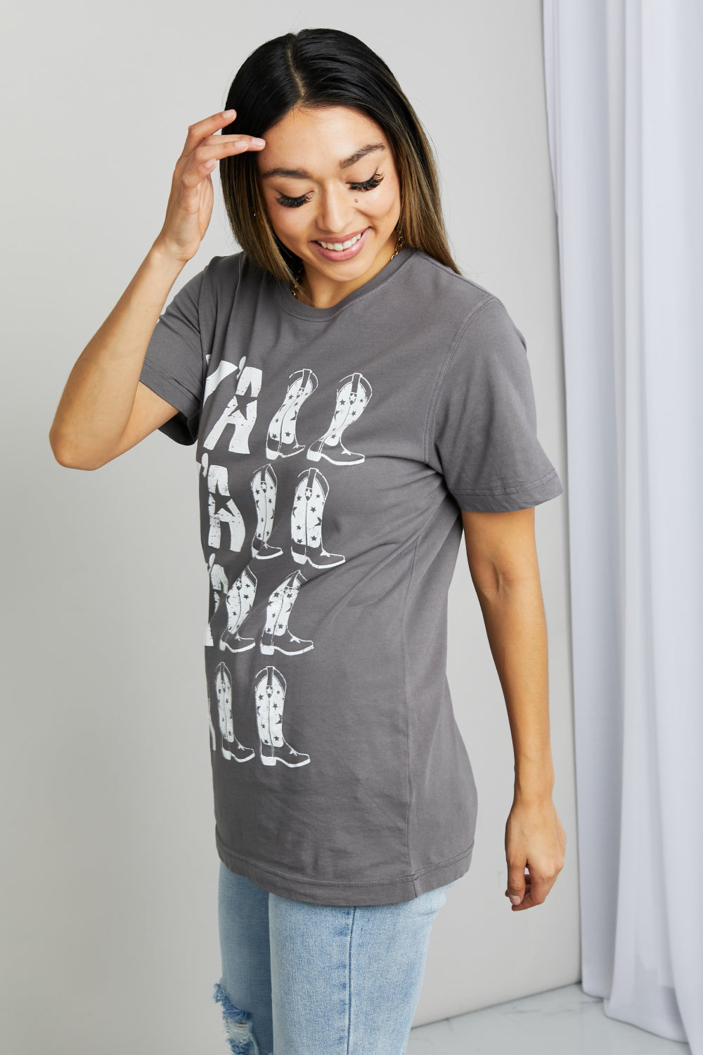 mineB Full Size Y'ALL Cowboy Boots Graphic Tee - XathletiX
