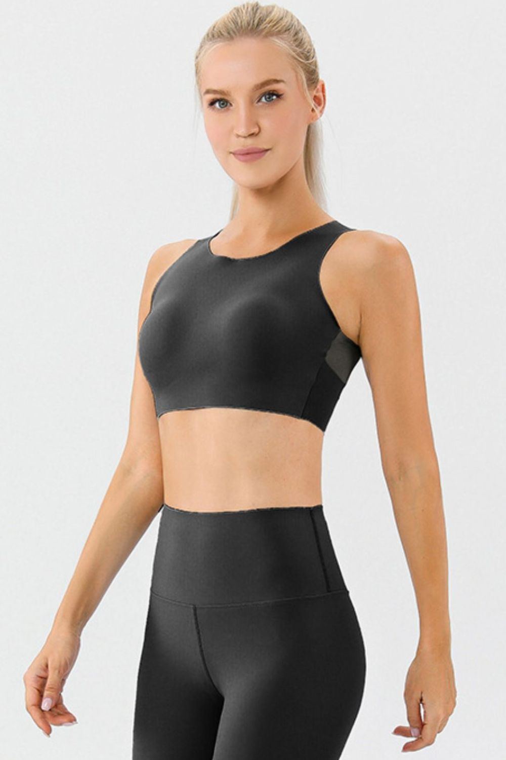 Round Neck Wide Strap Active Bra - XathletiX
