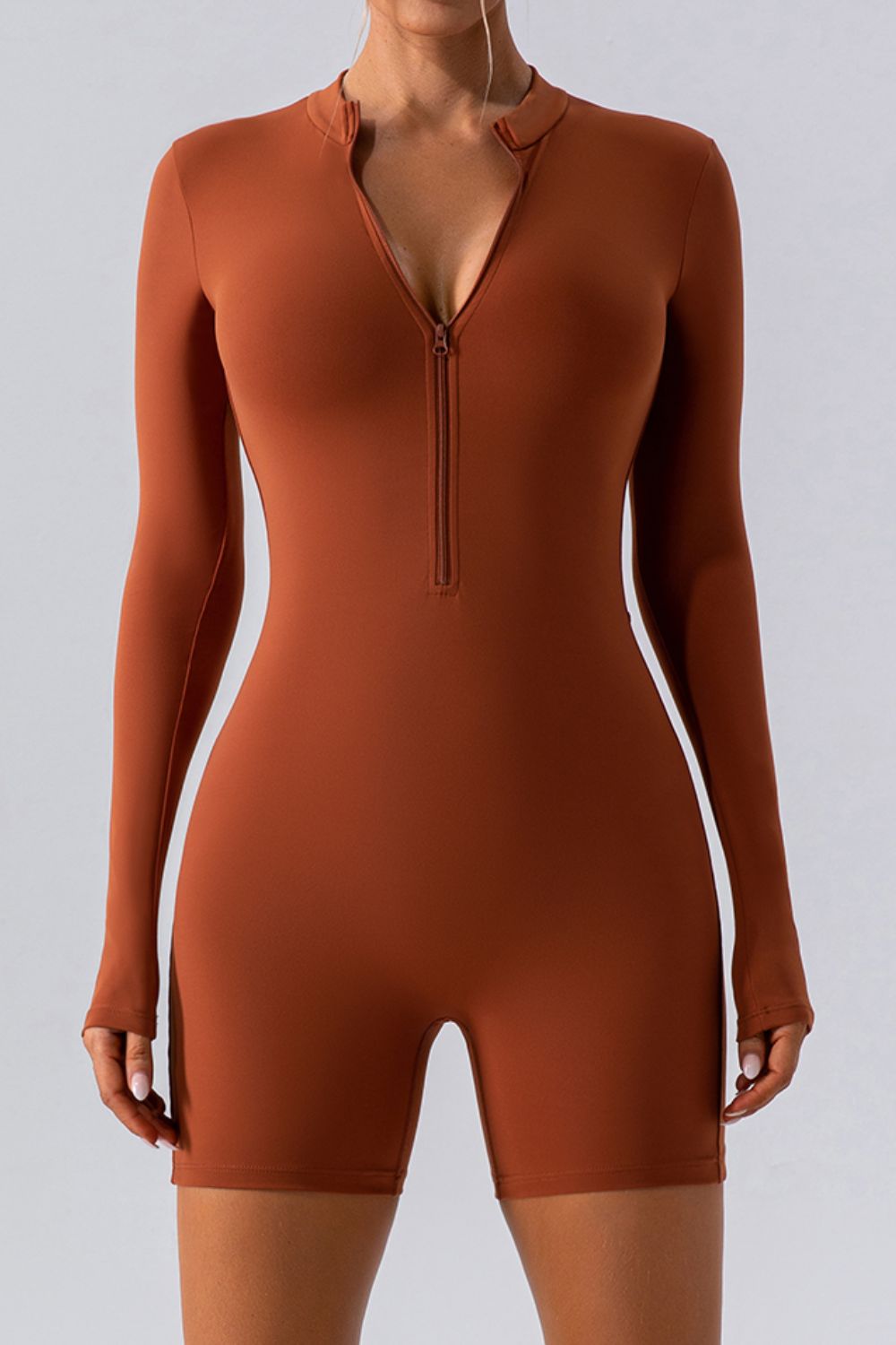 Half Zip Long Sleeve Active Romper - XathletiX