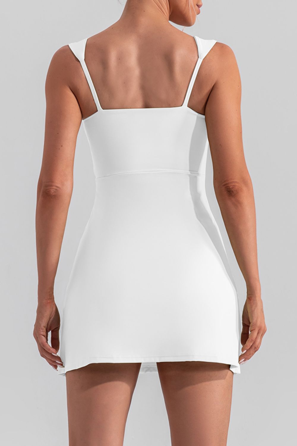 Square Neck Sleeveless Slit Mini Active Dress - XathletiX