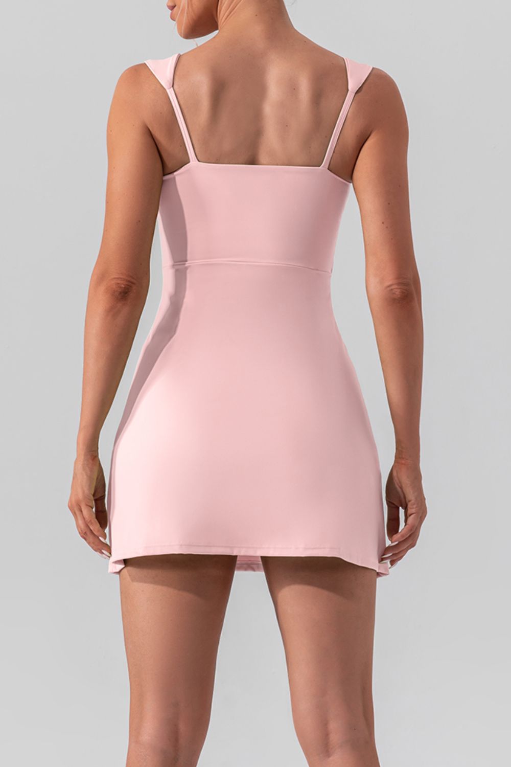 Square Neck Sleeveless Slit Mini Active Dress - XathletiX