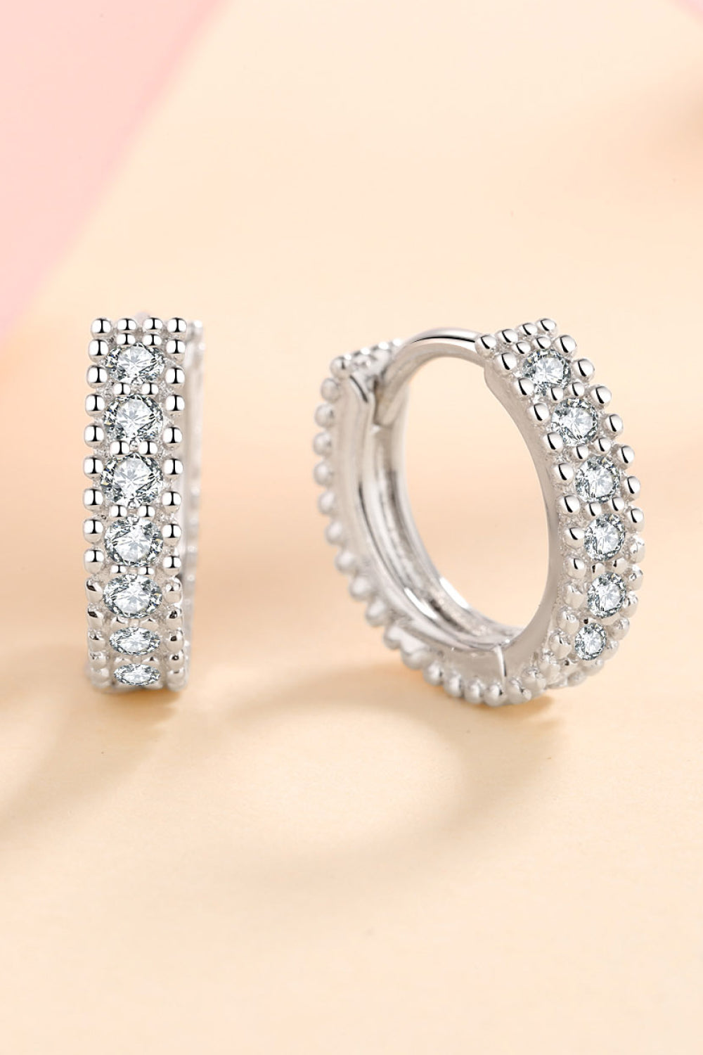 925 Sterling Silver Inlaid Moissanite Huggie Earrings - XathletiX