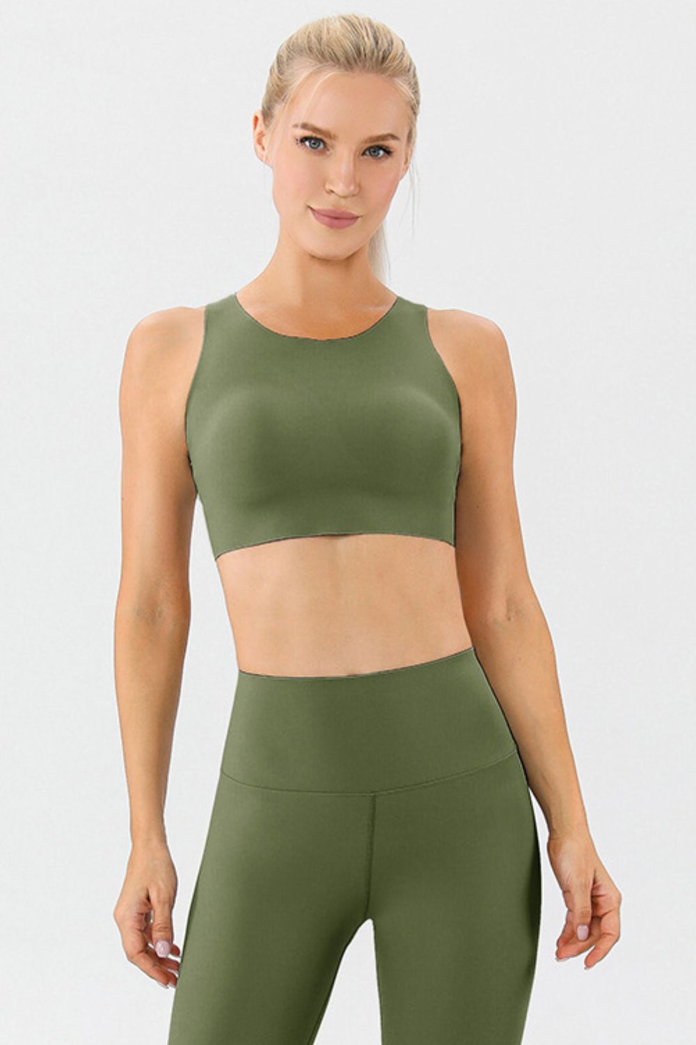 Round Neck Wide Strap Active Bra - XathletiX