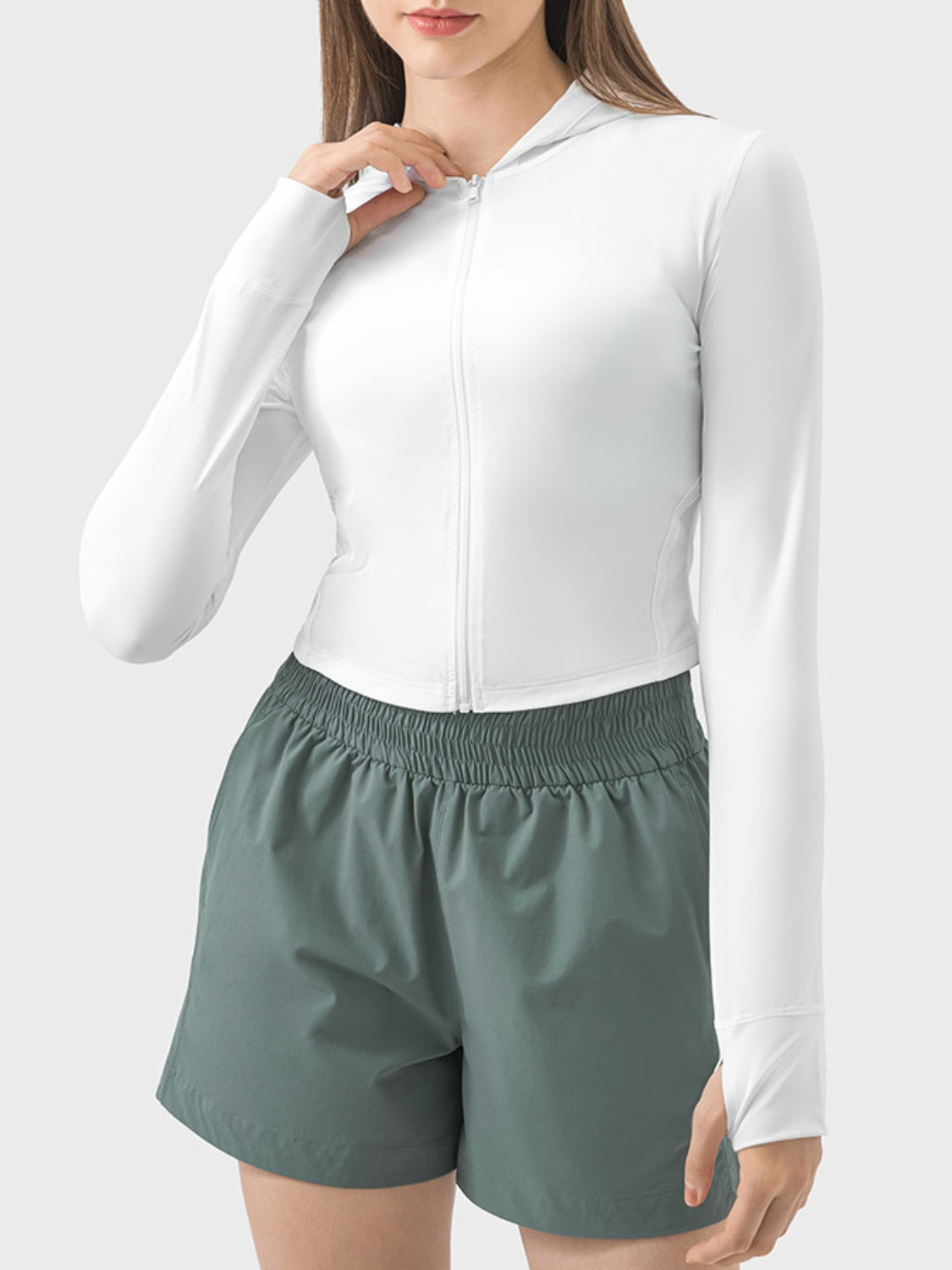 Zip Up Hooded Long Sleeve Active Outerwear - XathletiX