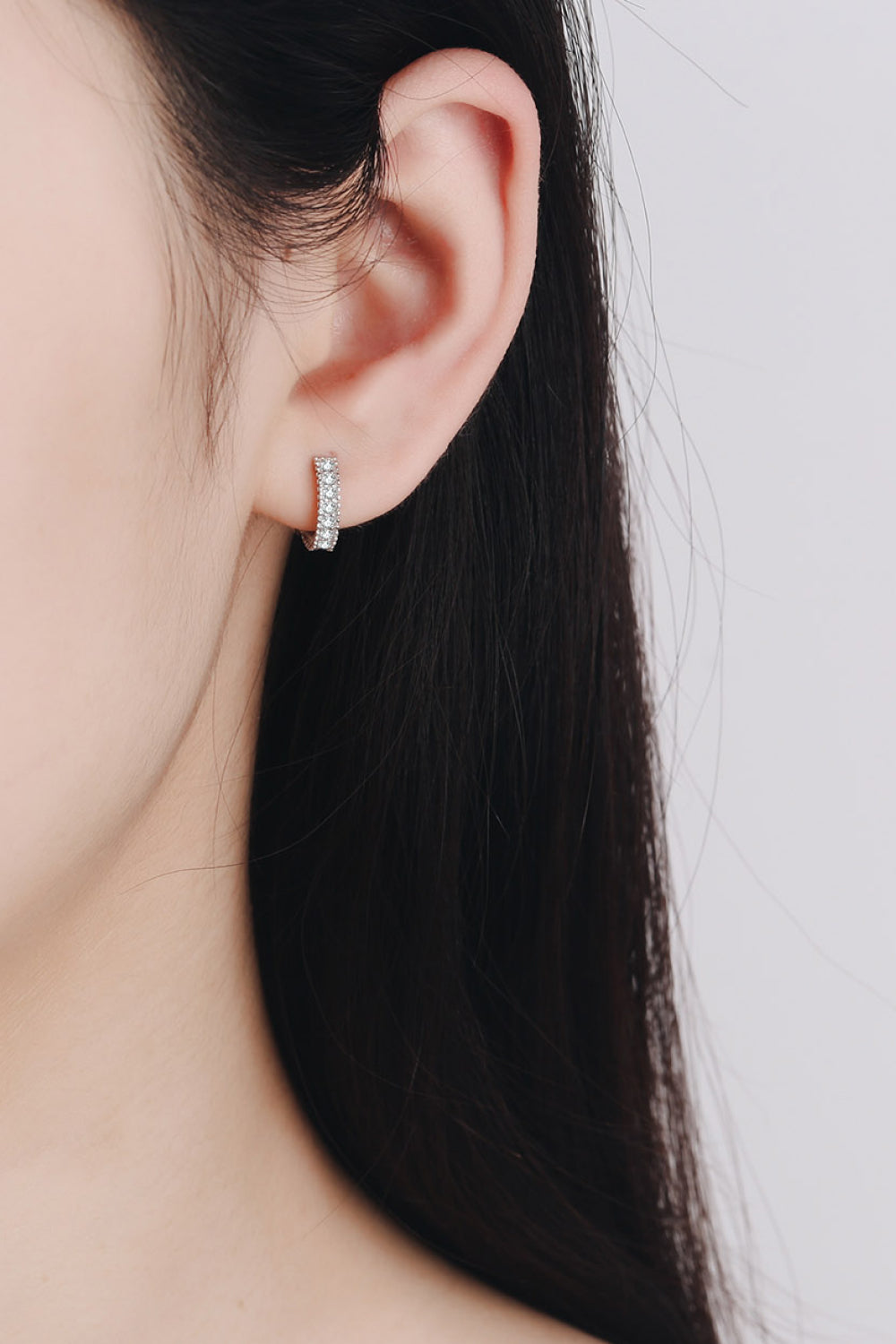 925 Sterling Silver Inlaid Moissanite Huggie Earrings - XathletiX