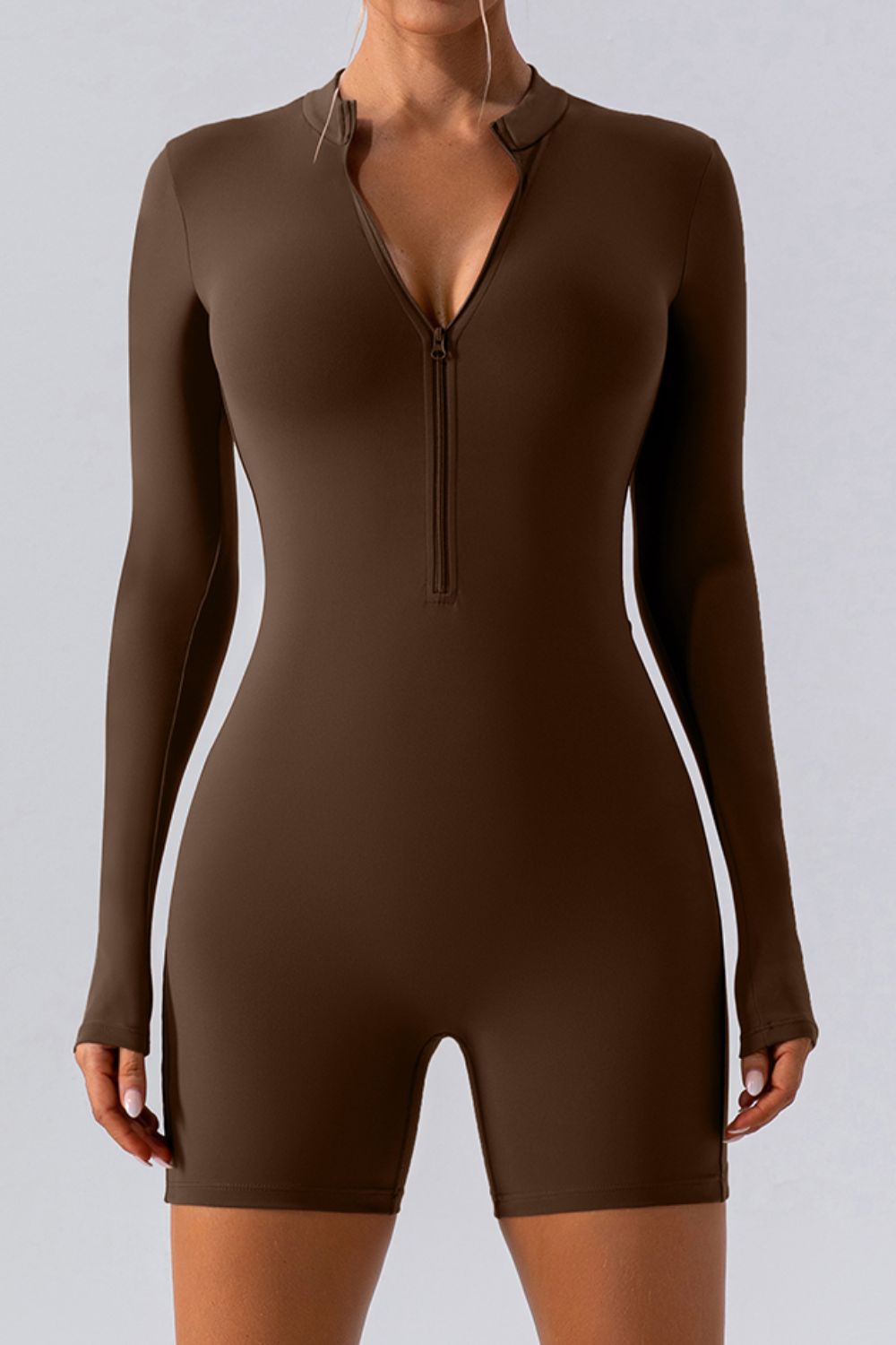 Half Zip Long Sleeve Active Romper - XathletiX