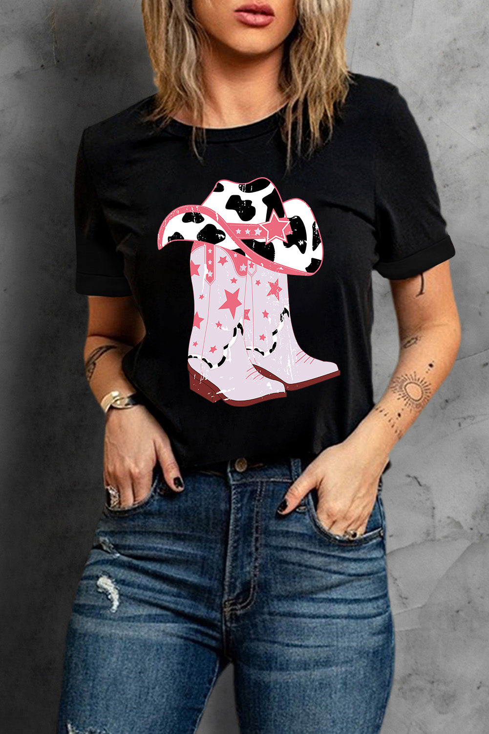 Cowboy Hat and Boots Graphic Tee - XathletiX