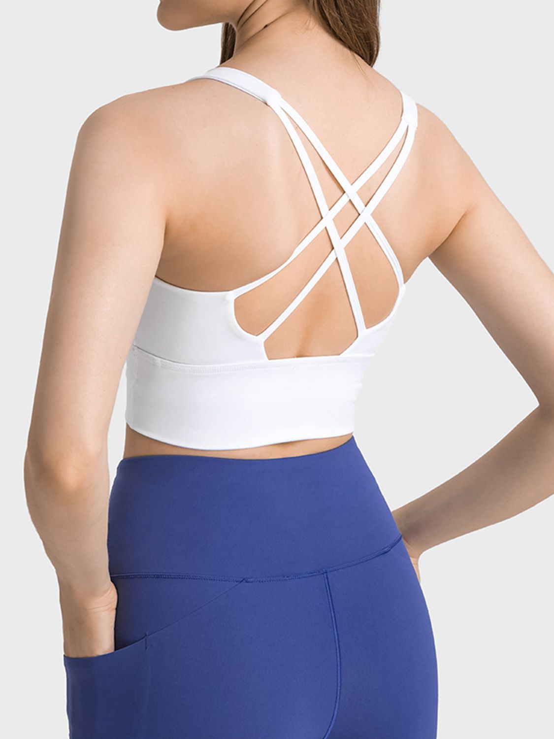 Scoop Neck Crisscross Straps Sports Bra - XathletiX