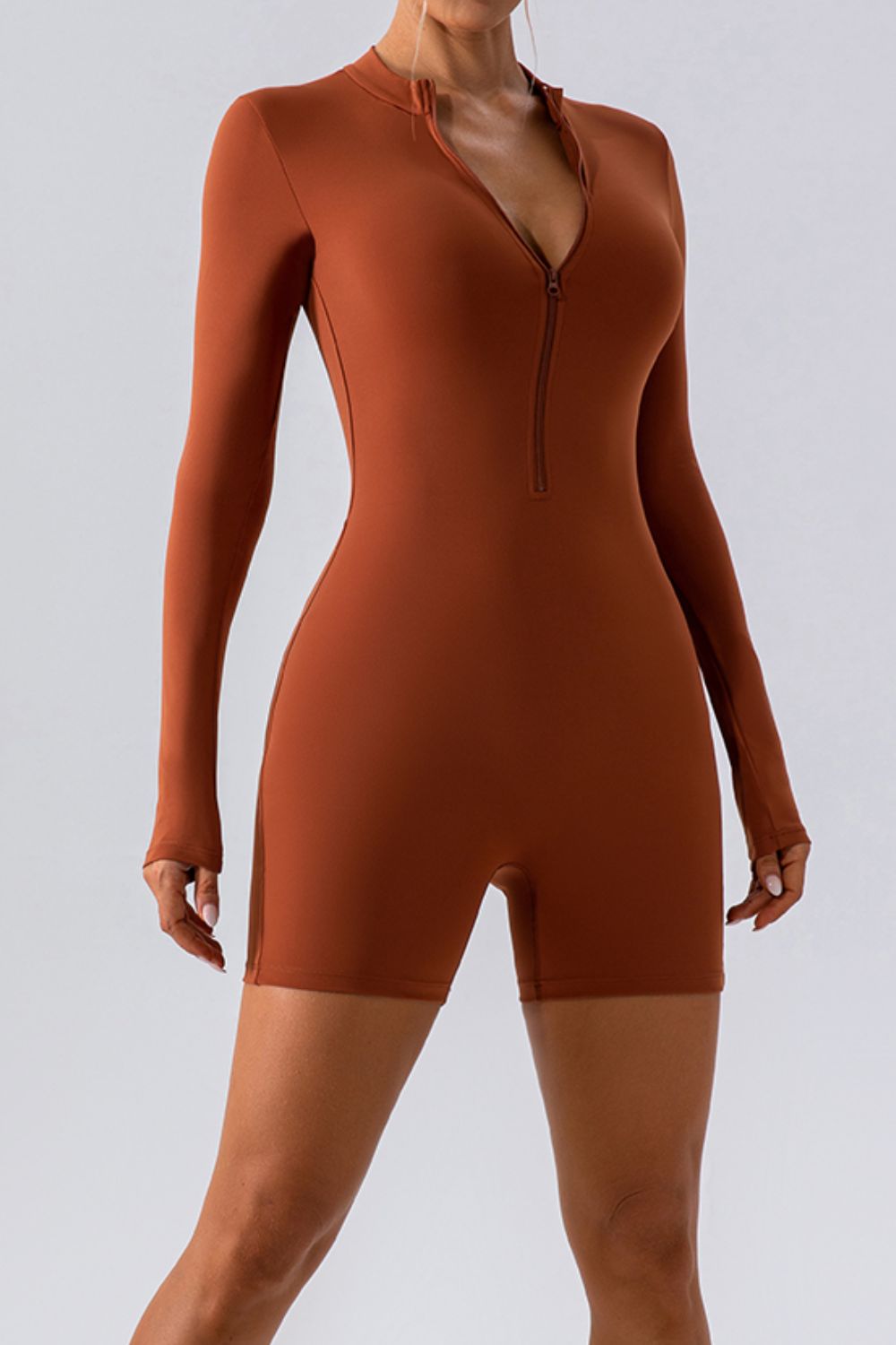 Half Zip Long Sleeve Active Romper - XathletiX