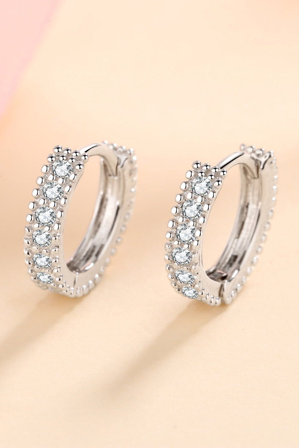 925 Sterling Silver Inlaid Moissanite Huggie Earrings - XathletiX