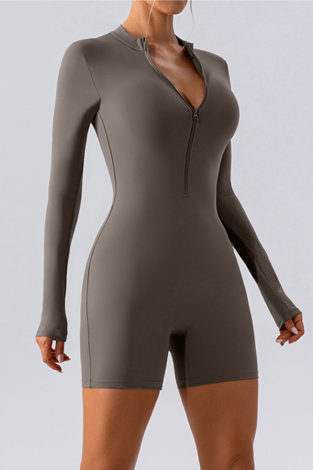Half Zip Long Sleeve Active Romper - XathletiX