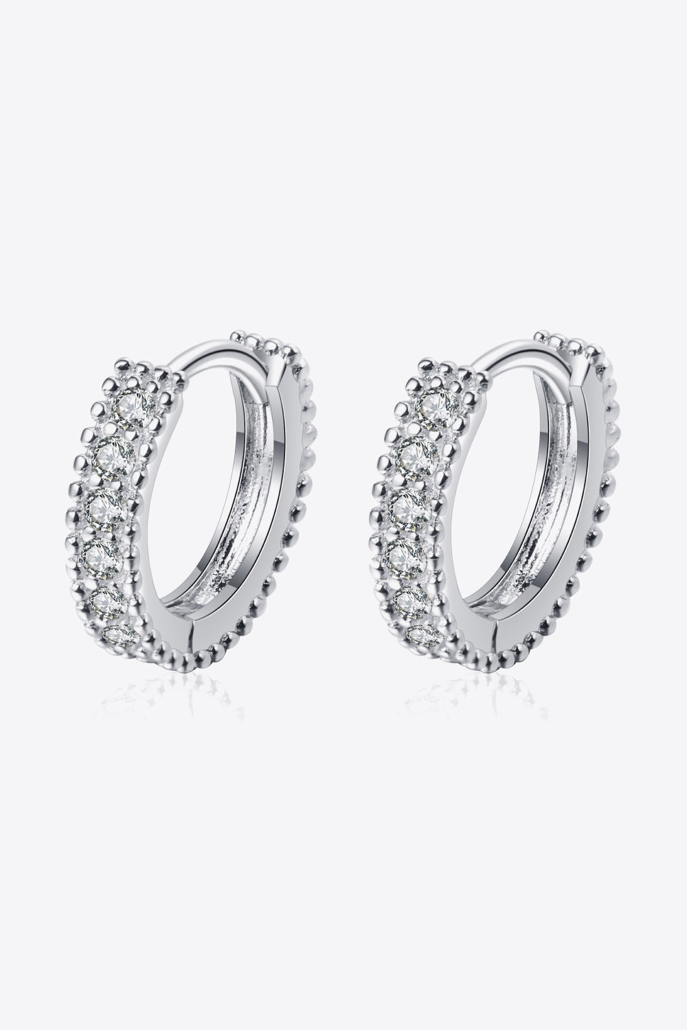 925 Sterling Silver Inlaid Moissanite Huggie Earrings - XathletiX