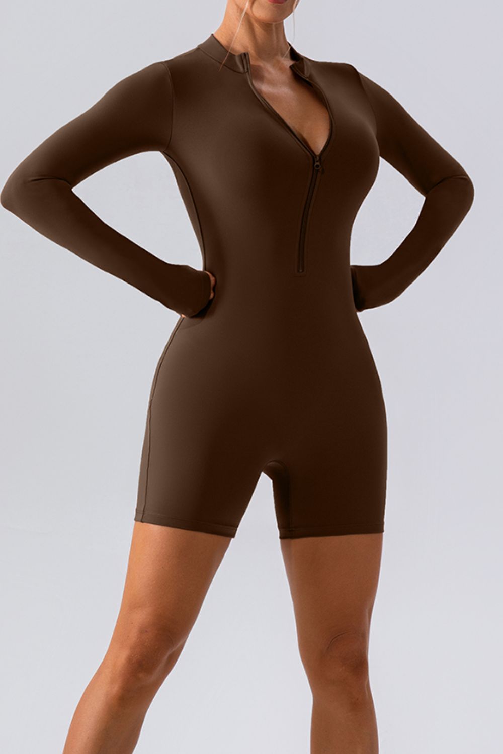 Half Zip Long Sleeve Active Romper - XathletiX