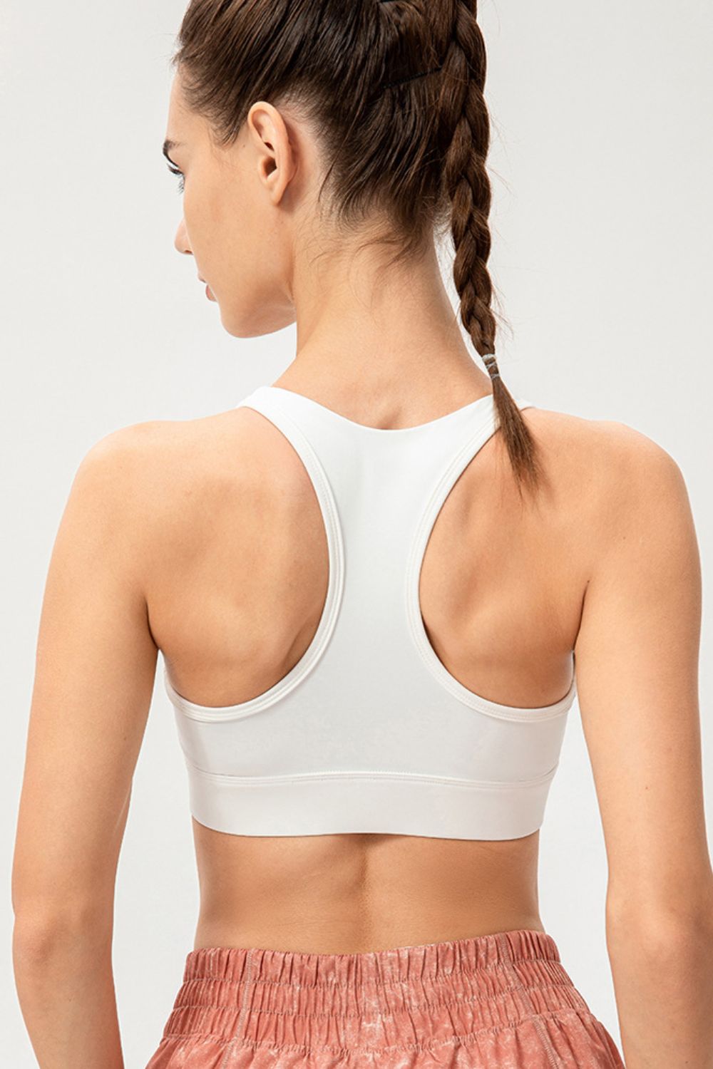 Zip-Up Round Neck Sports Bra - XathletiX