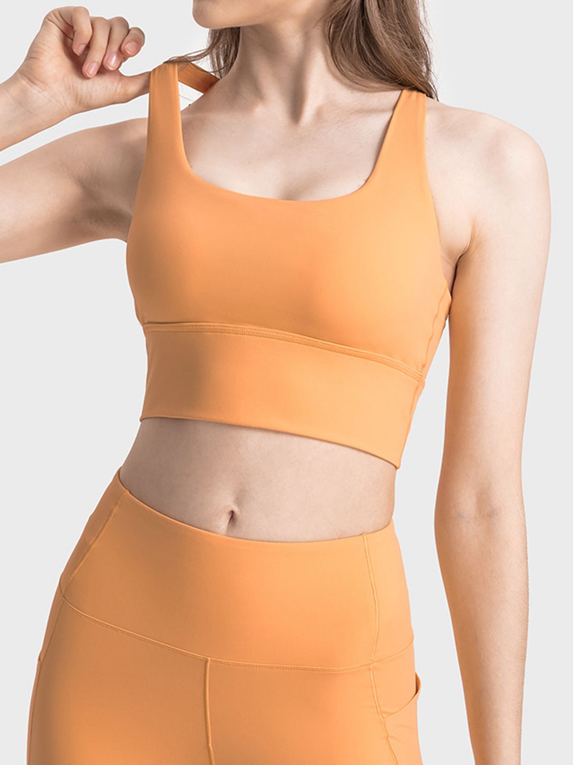 Scoop Neck Crisscross Straps Sports Bra - XathletiX