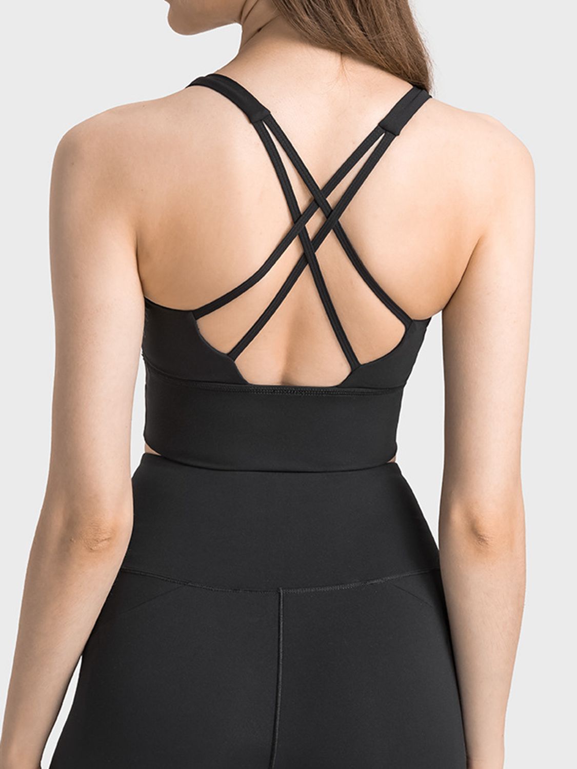 Scoop Neck Crisscross Straps Sports Bra - XathletiX