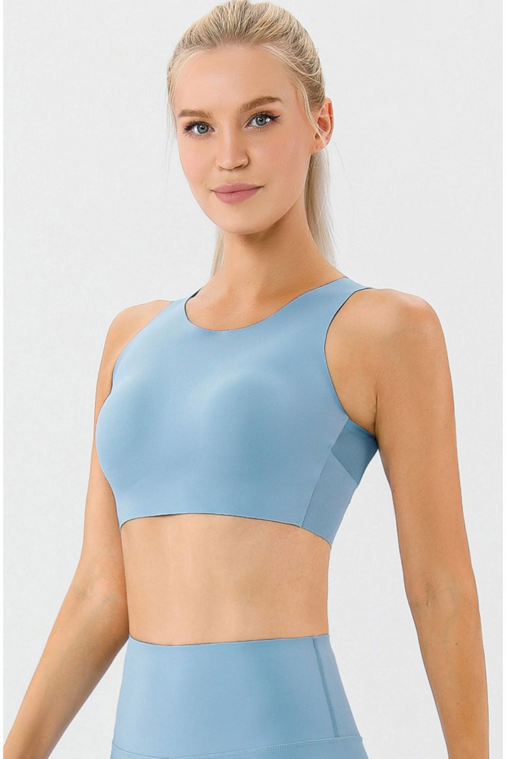 Round Neck Wide Strap Active Bra - XathletiX