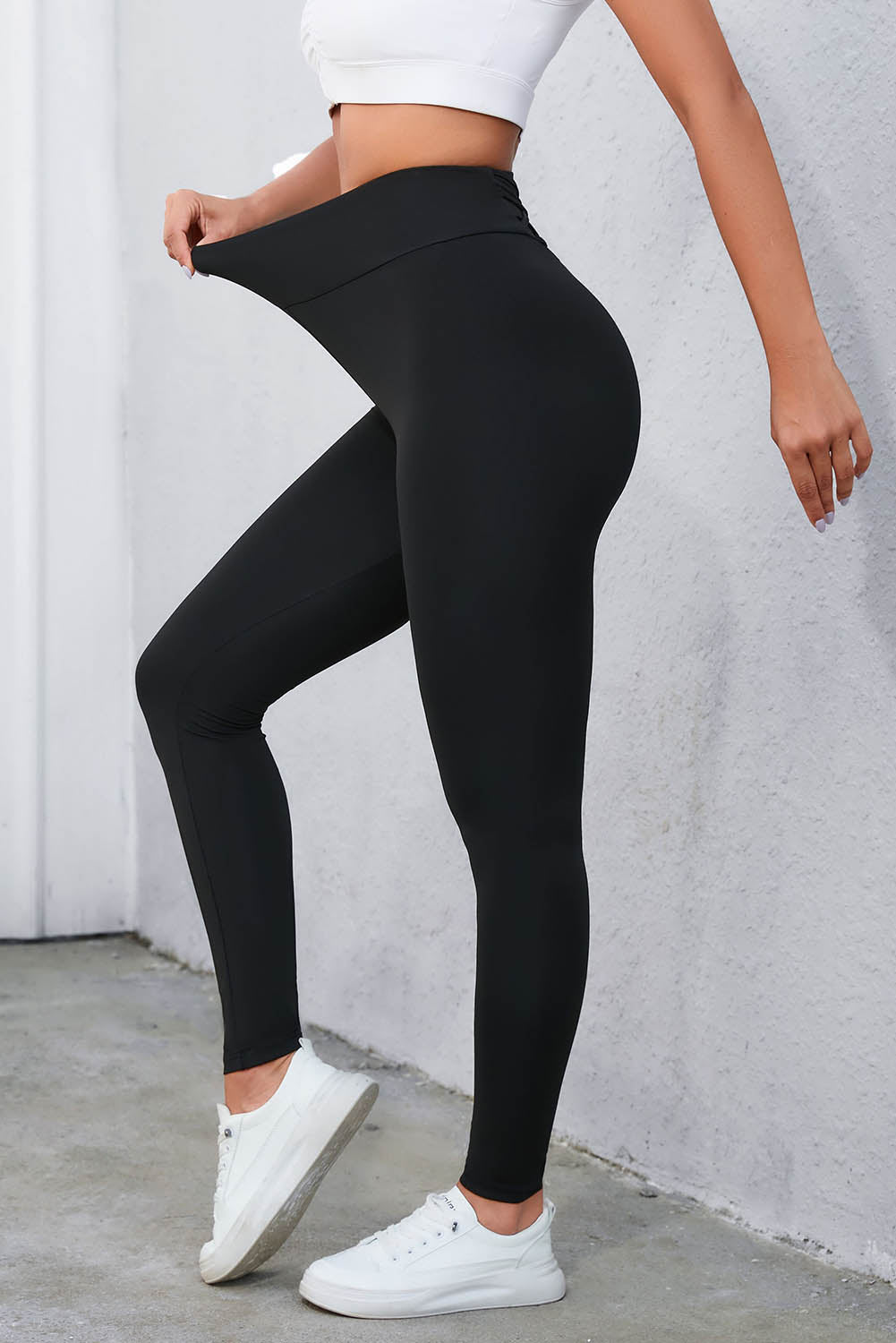 Crisscross Detail Wide Waistband Leggings - XathletiX