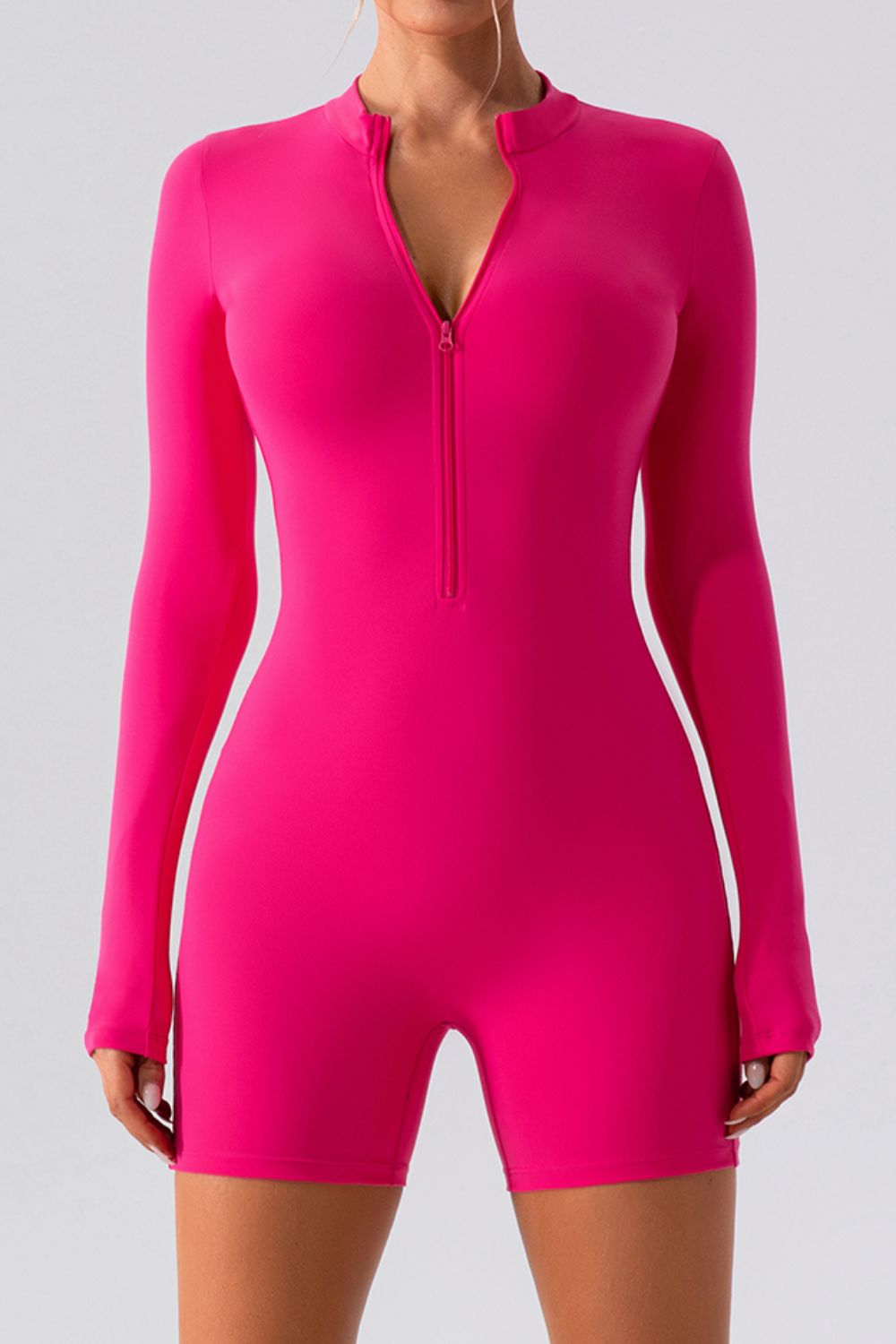 Half Zip Long Sleeve Active Romper - XathletiX