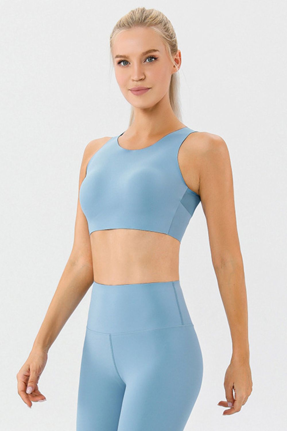 Round Neck Wide Strap Active Bra - XathletiX