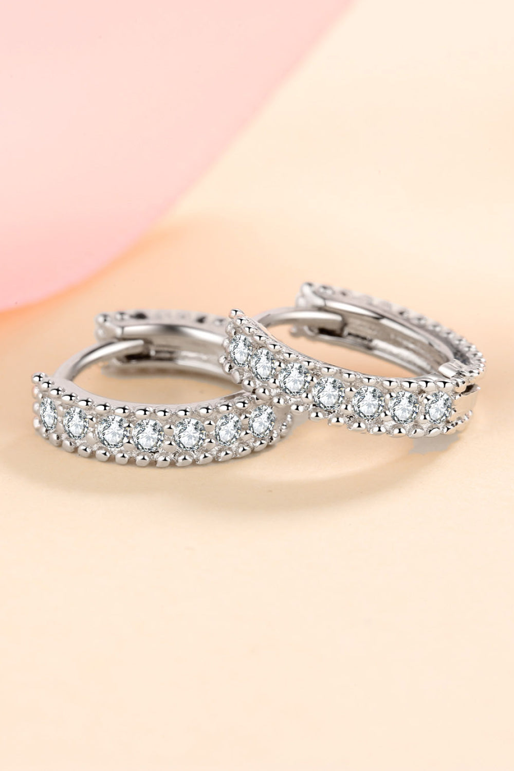 925 Sterling Silver Inlaid Moissanite Huggie Earrings - XathletiX