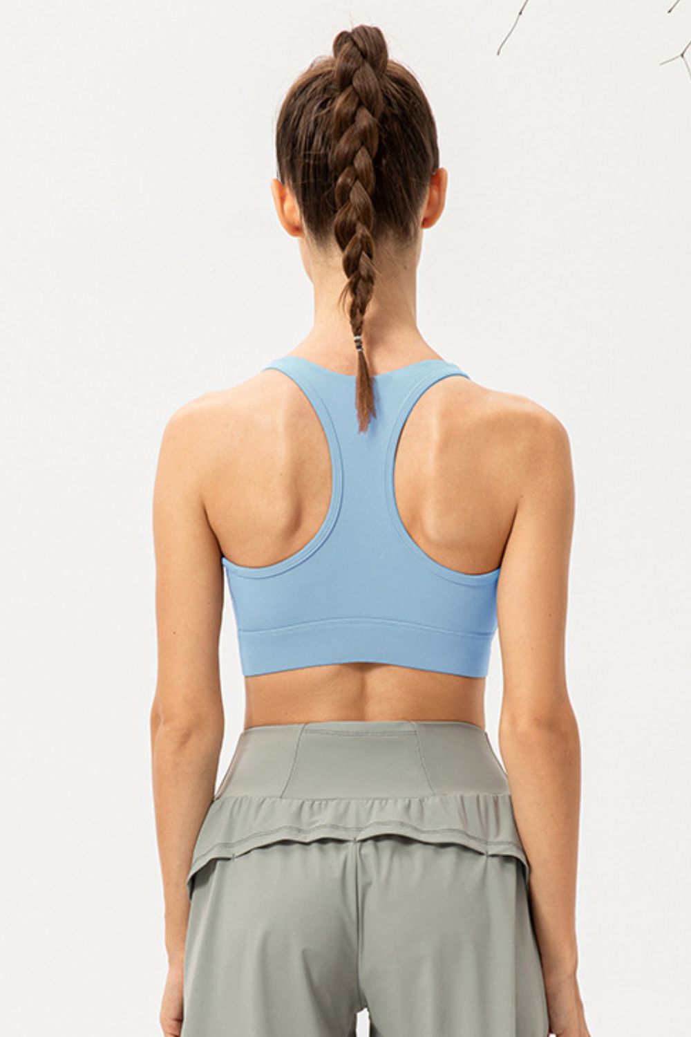 Zip-Up Round Neck Sports Bra - XathletiX