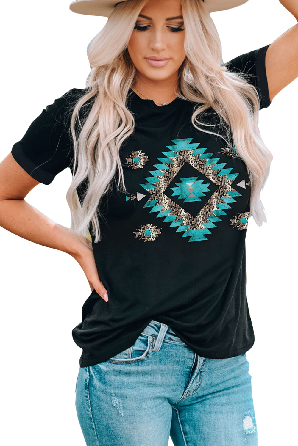 Western Printed Crewneck Graphic Tee - XathletiX