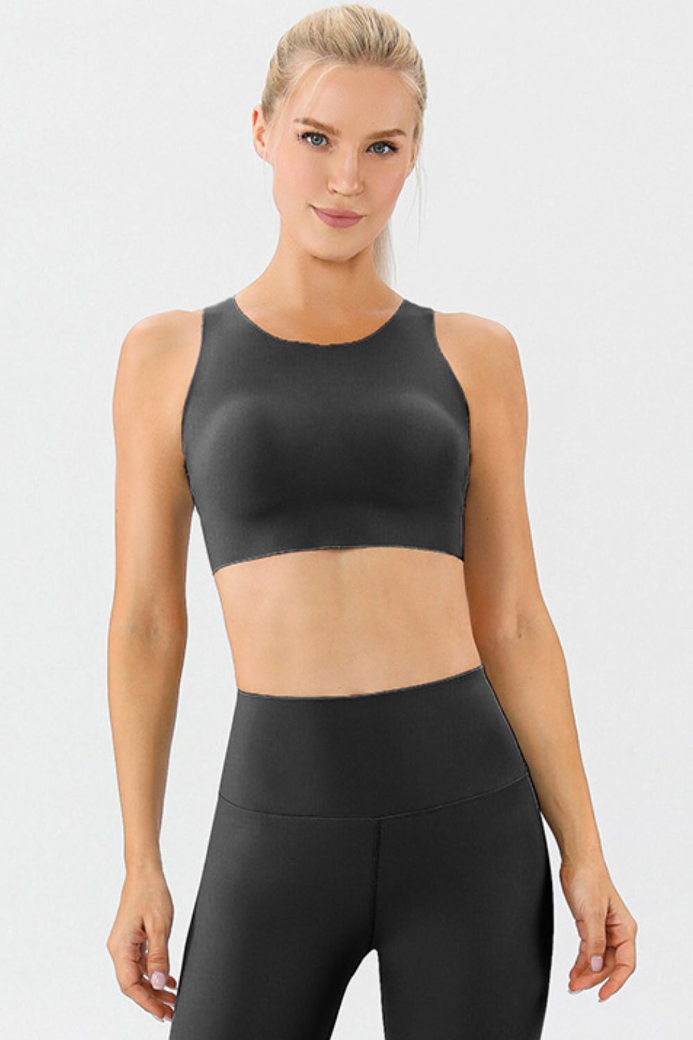 Round Neck Wide Strap Active Bra - XathletiX