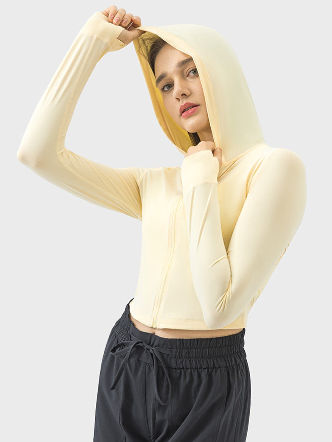 Zip Up Hooded Long Sleeve Active Outerwear - XathletiX