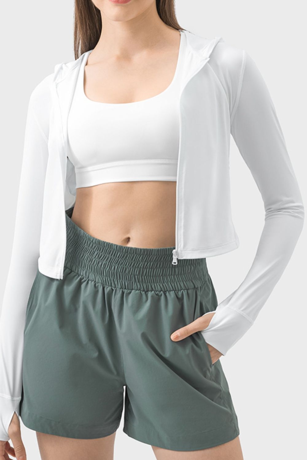 Zip Up Hooded Long Sleeve Active Outerwear - XathletiX
