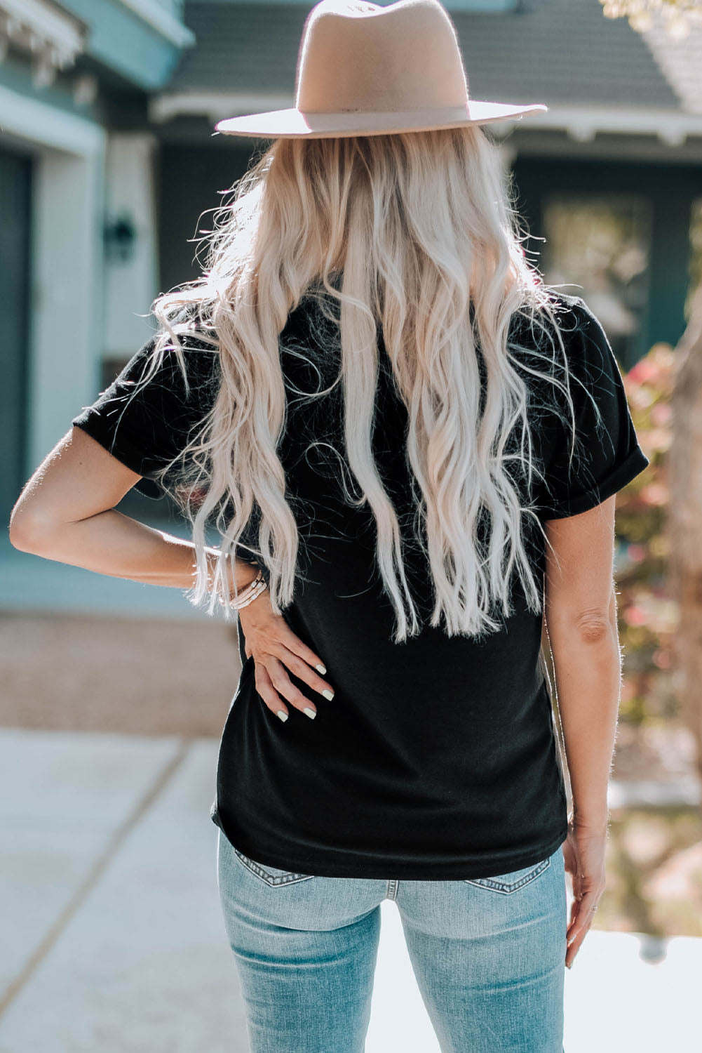 Western NASHVILLE MUSIC CITY Cuffed Graphic Tee Shirt - XathletiX