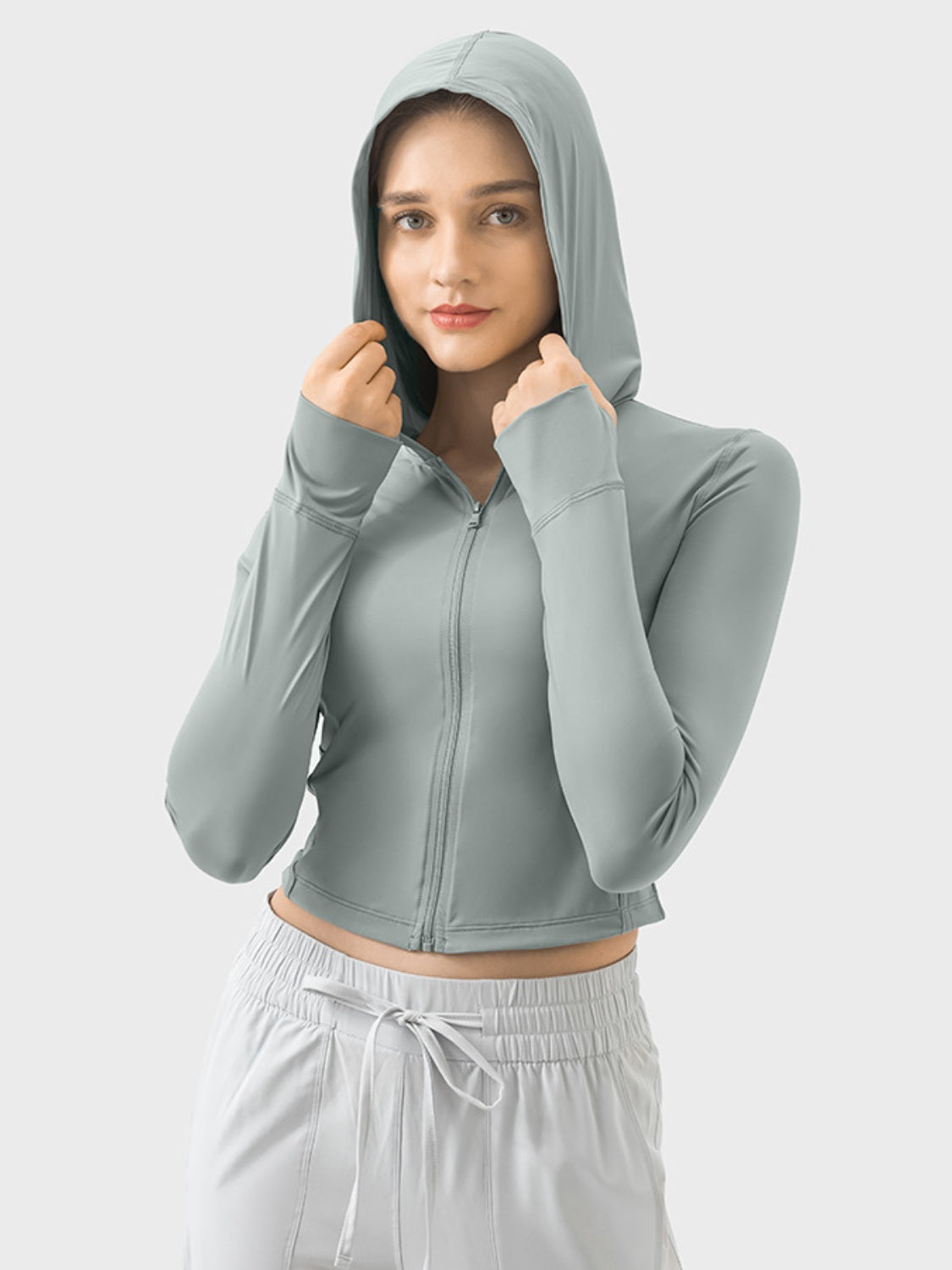 Zip Up Hooded Long Sleeve Active Outerwear - XathletiX