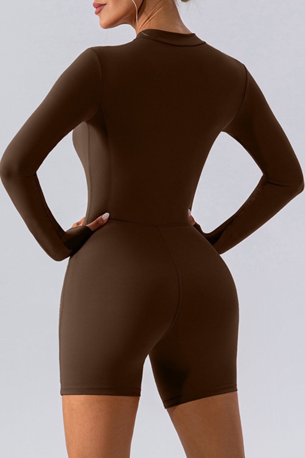 Half Zip Long Sleeve Active Romper - XathletiX