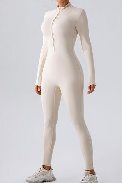 Half Zip Mock Neck Active Jumpsuit - XathletiX