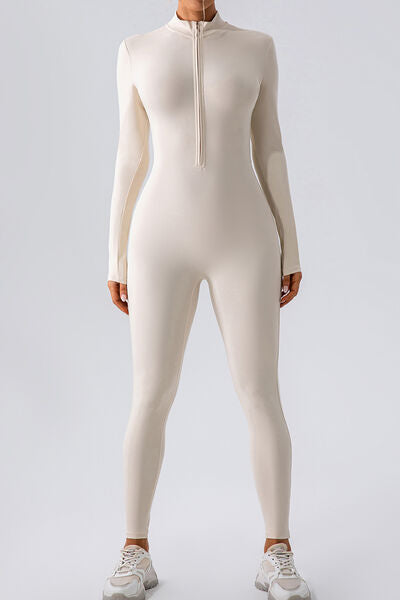 Half Zip Mock Neck Active Jumpsuit - XathletiX