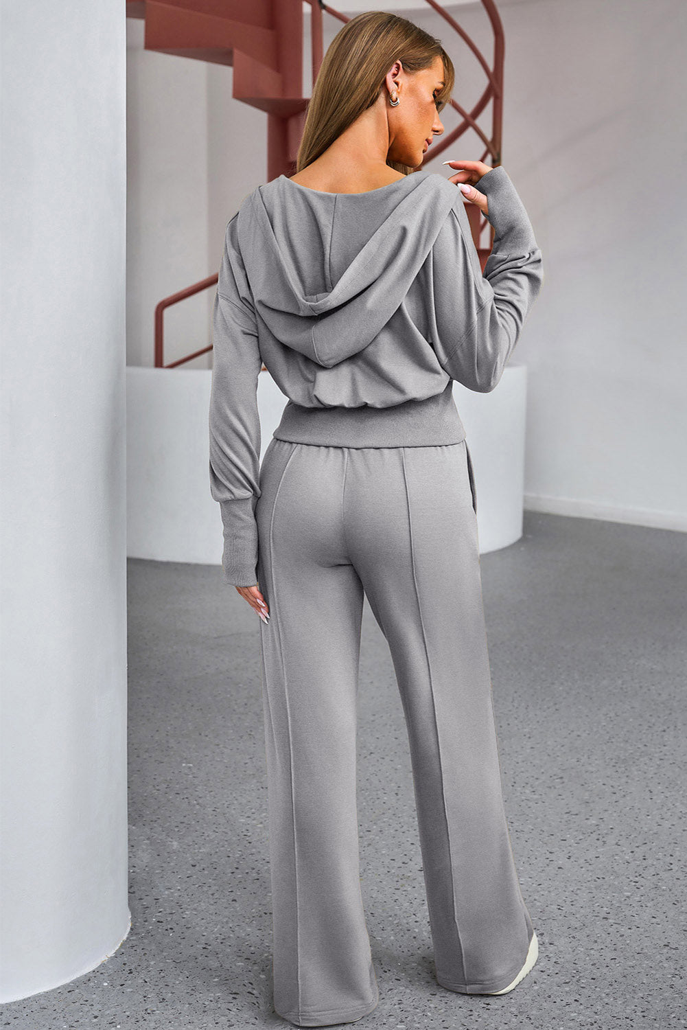 Dropped Shoulder Hoodie and Drawstring Pants Active Set - XathletiX
