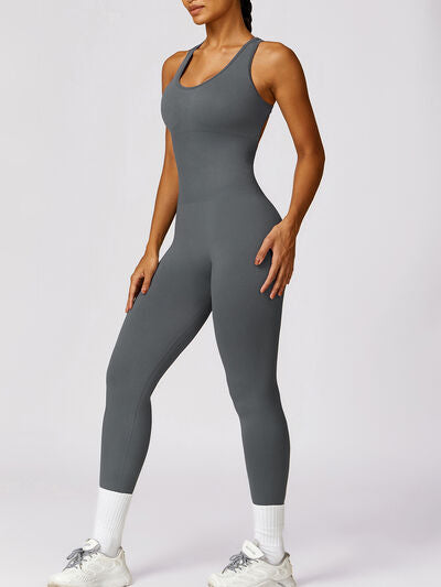 Cutout Racerback Active Jumpsuit - XathletiX