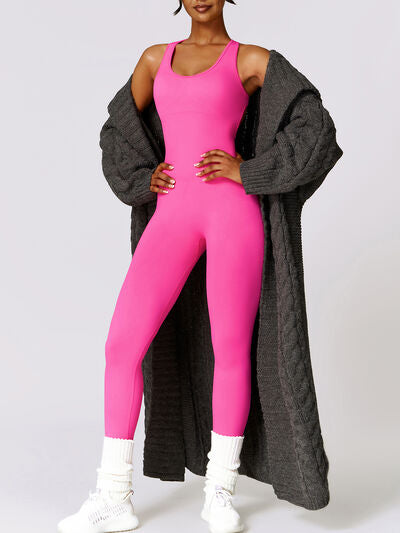 Cutout Racerback Active Jumpsuit - XathletiX