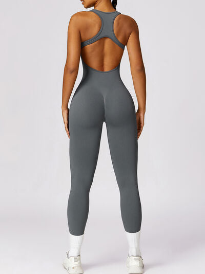 Cutout Racerback Active Jumpsuit - XathletiX