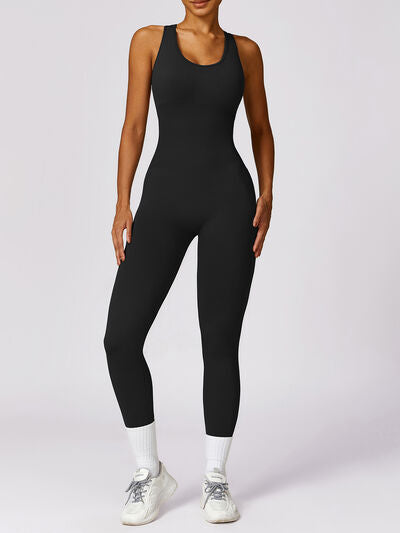 Cutout Racerback Active Jumpsuit - XathletiX