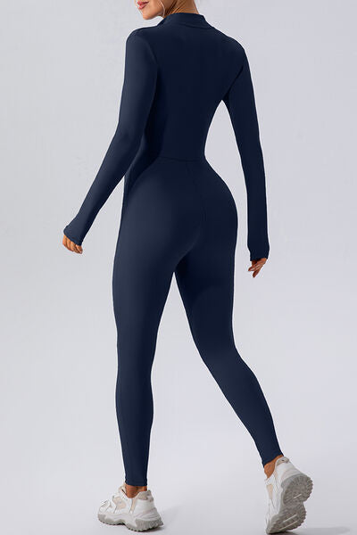 Half Zip Mock Neck Active Jumpsuit - XathletiX