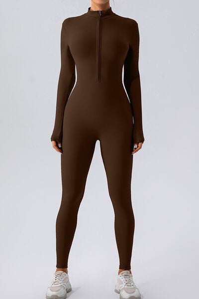Half Zip Mock Neck Active Jumpsuit - XathletiX