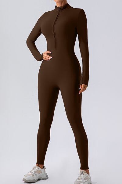 Half Zip Mock Neck Active Jumpsuit - XathletiX