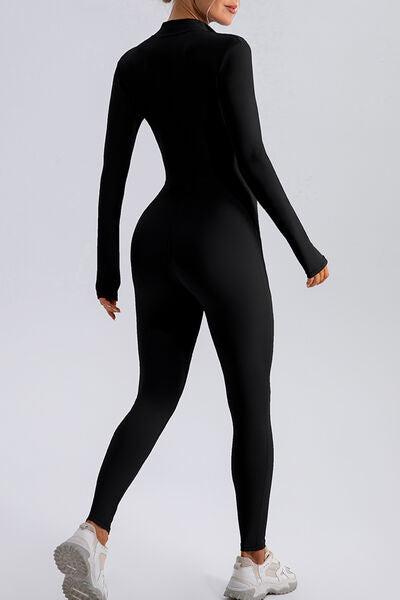 Half Zip Mock Neck Active Jumpsuit - XathletiX