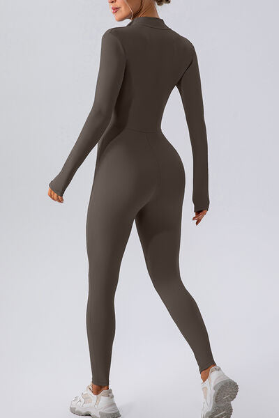 Half Zip Mock Neck Active Jumpsuit - XathletiX