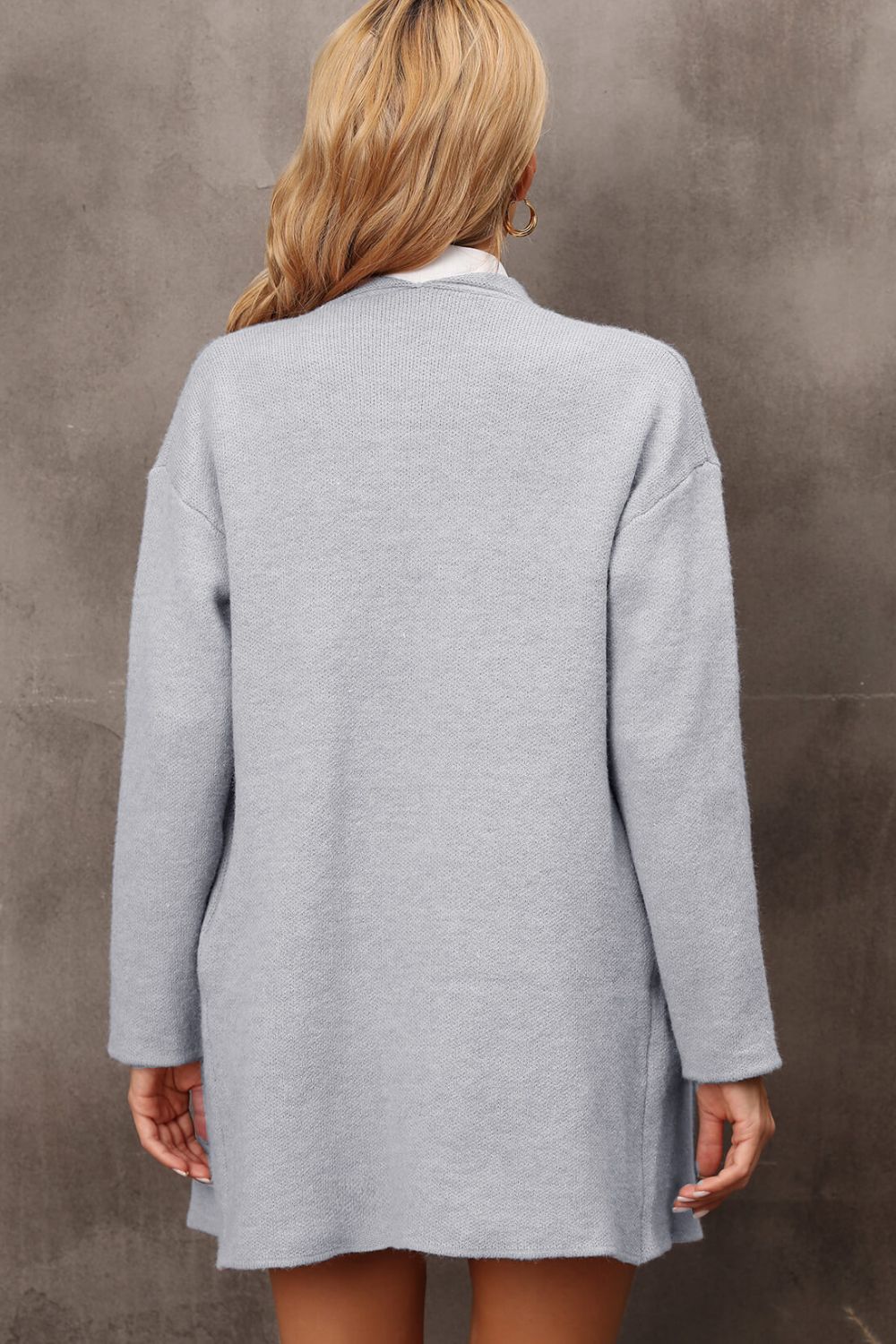 Waterfall Collar Longline Cardigan with Side Pockets