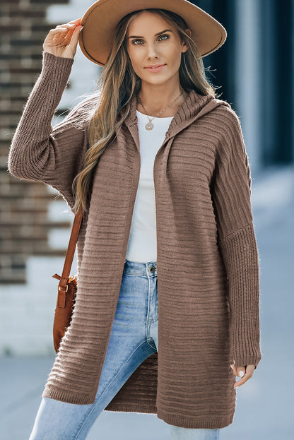 Open Front Longline Hooded Cardigan - XathletiX