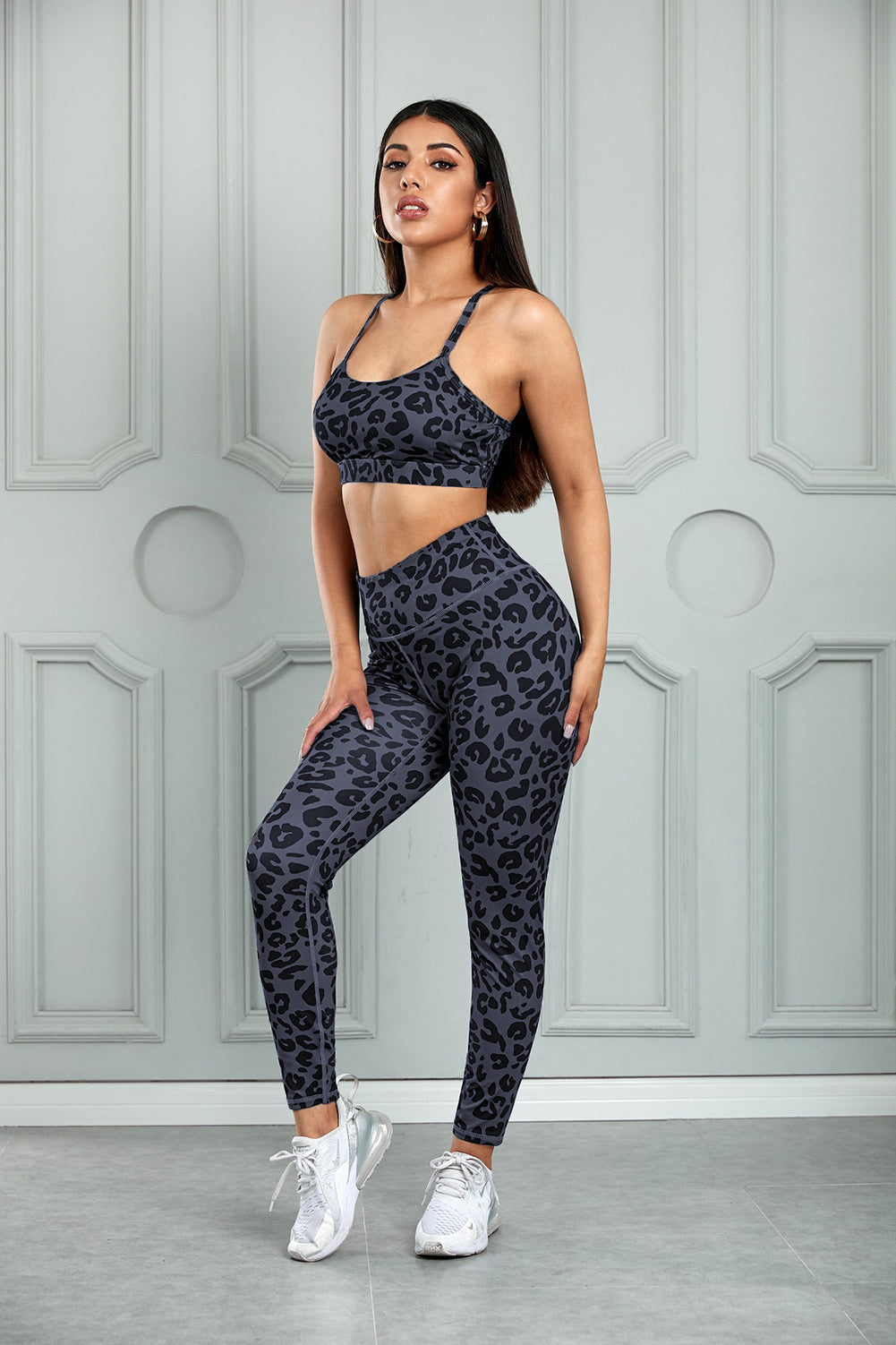 Leopard Cutout Sports Bra and Leggings Set - XathletiX