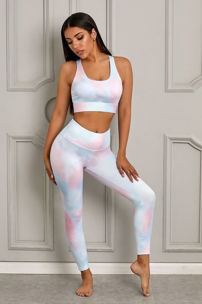 Printed Sports Bra and Leggings Set - XathletiX