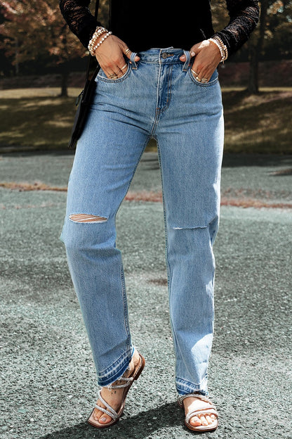 Distressed Straight Jeans - XathletiX